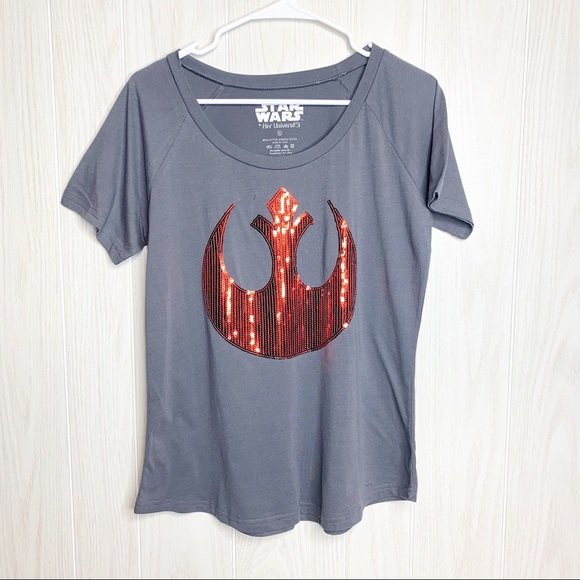 Tops - Her Universe Star Wars Rebel Sequin Tee-Size XL